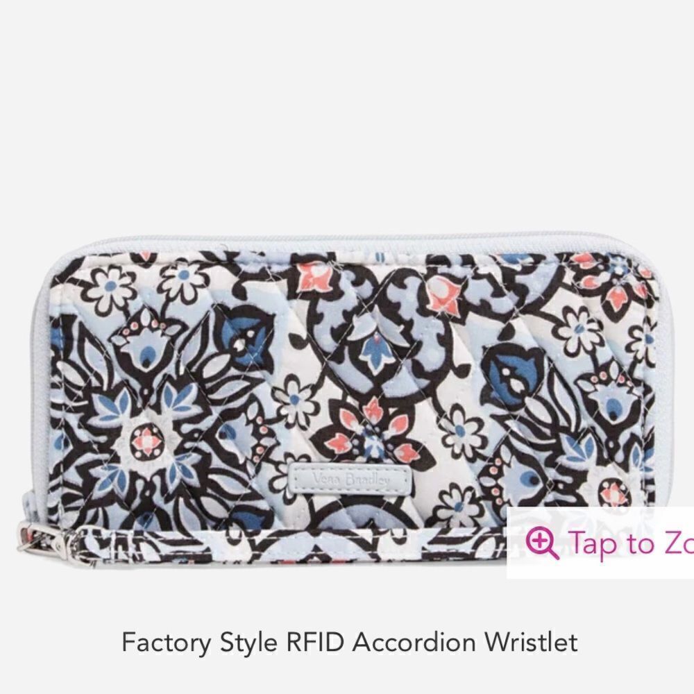 Vera Bradley Factory Style RFID Accordion Wristlet in Lisbon Medallion NWT